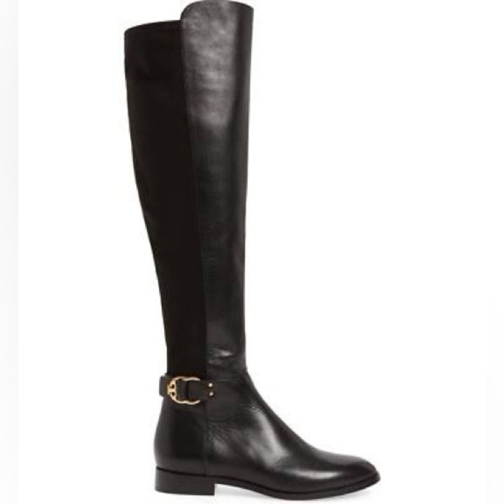 Tory Burch Marsden Black Leather and Suede OTK boots
